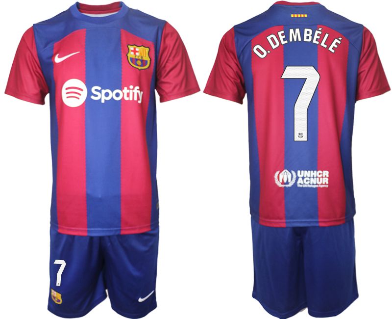 Men 2023-2024 Club Barcelona home red 7 Soccer Jersey